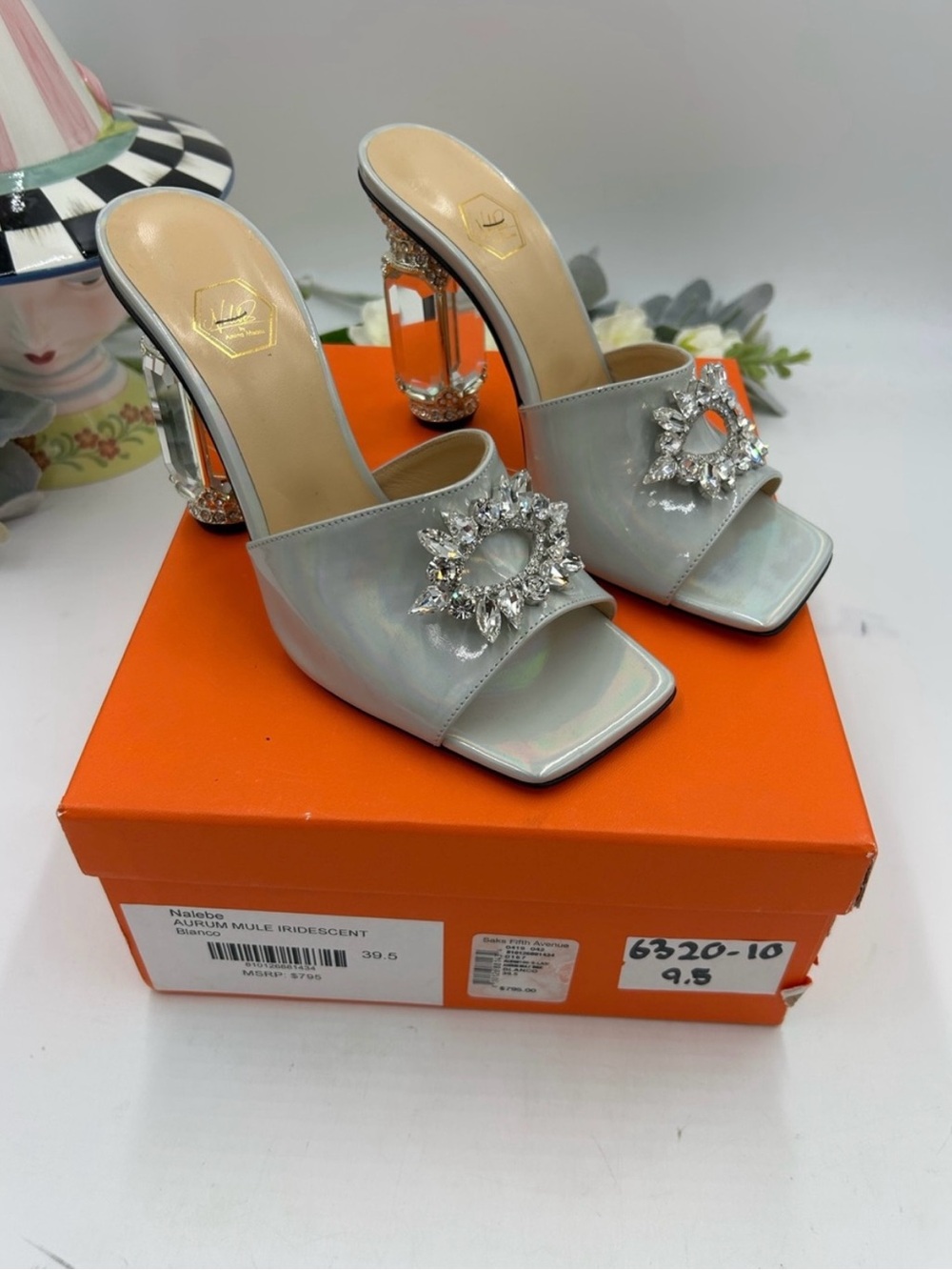 Women’s NALEBE AURUM iridescent mules size 39.5 made in Italy